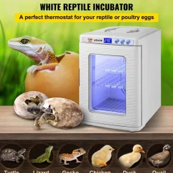 VEVOR Reptile Incubator, 25L Scientific Lab Incubator, Cooling and Heating 5 °C to 42 °C Automatic Incubator, 12V/110V White Reptile Egg Breeding Hatchery Work for Thermostats Snakes and Turtles