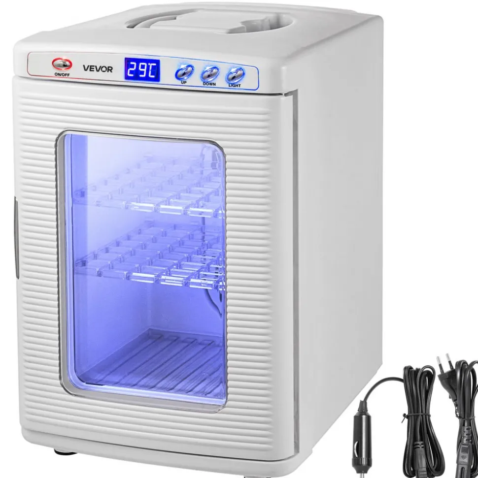 VEVOR Reptile Incubator, 25L Scientific Lab Incubator, Cooling and Heating 5 °C to 42 °C Automatic Incubator, 12V/110V White Reptile Egg Breeding Hatchery Work for Thermostats Snakes and Turtles