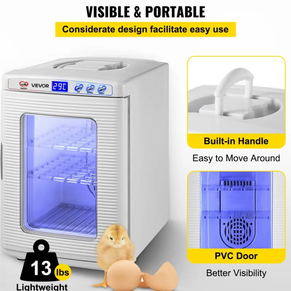 VEVOR Reptile Incubator, 25L Scientific Lab Incubator, Cooling and Heating 5 °C to 42 °C Automatic Incubator, 12V/110V White Reptile Egg Breeding Hatchery Work for Thermostats Snakes and Turtles