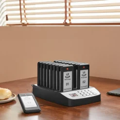 VEVOR Restaurant Pager System, Wireless 500m Long Range Lineup Waiting Queue Signal, Guest Customer Calling Beepers with Vibration & Flashing, 16 Buzzers for Food Truck, Church, Nursery, Hospital