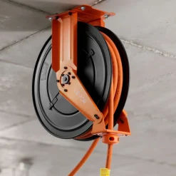VEVOR Retractable Air Hose Reel, 1/2 Inch x 50 FT Rubber Air Hose Max 300PSI, Auto Rewind Air-Compressor Hoses Reel with 5 ft Lead in, Ceiling/Wall Mount Heavy Duty Steel Double Arm