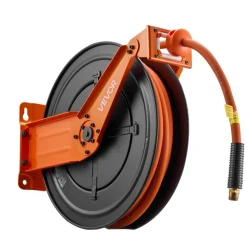 VEVOR Retractable Air Hose Reel, 1/2 Inch x 50 FT Rubber Air Hose Max 300PSI, Auto Rewind Air-Compressor Hoses Reel with 5 ft Lead in, Ceiling/Wall Mount Heavy Duty Steel Double Arm