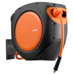 VEVOR Retractable Air Hose Reel, 3/8 Inch x 80 FT Hybrid Air Hose Max 300PSI, Enclosed Air-Compressor Hoses Reel Auto Rewind with 6.6 ft Lead in, 180° Swivel Ceiling/Wall Mount for Workshops
