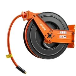 VEVOR Retractable Air Hose Reel, 3/4 Inch x 50 FT PVC Air Hose Max 300PSI, Auto Rewind Air-Compressor Hoses Reel with 5 ft Lead in, Ceiling/Wall Mount Heavy Duty Steel Double Arm
