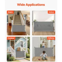 VEVOR Retractable Baby Gate, Extends to 56.3 inch Wide, 31.3 inch Tall, with Security Lock, Easy to Use, Walk Through Without Tripping, Mesh Dog Gate for Stairs, Hallways, Indoor/Outdoor, White