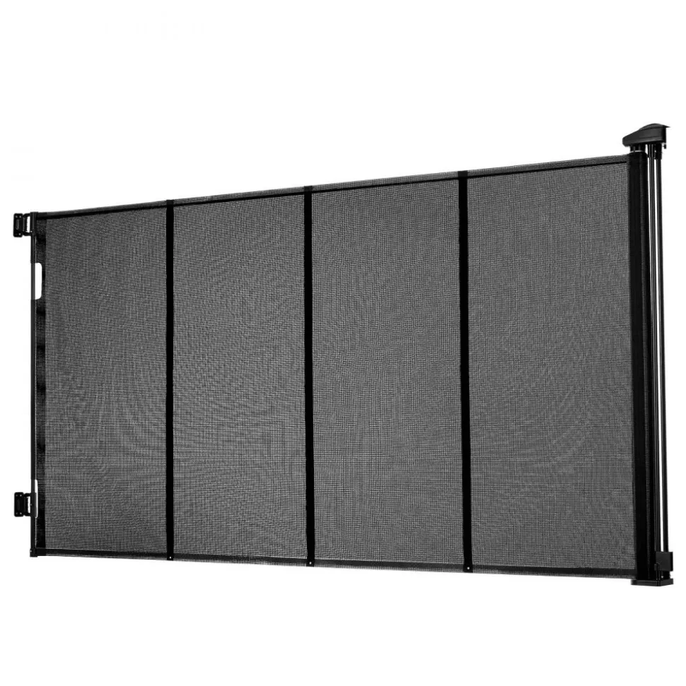VEVOR Retractable Baby Gate, Extends to 120 inch Extra Wide, 38.5 inch Tall, with Reinforced Fiberglass Strips, Avoids Crawling Through, Mesh Dog Gate for Decks, Doorways, Garages, Indoor, Black