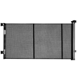 VEVOR Retractable Baby Gate, Extends to 122 inch Extra Wide, 31.3 inch Tall, with Reinforced Fiberglass Strips, Avoids Crawling Through, Mesh Dog Gate for Decks, Doorways, Garages, Indoor, Black