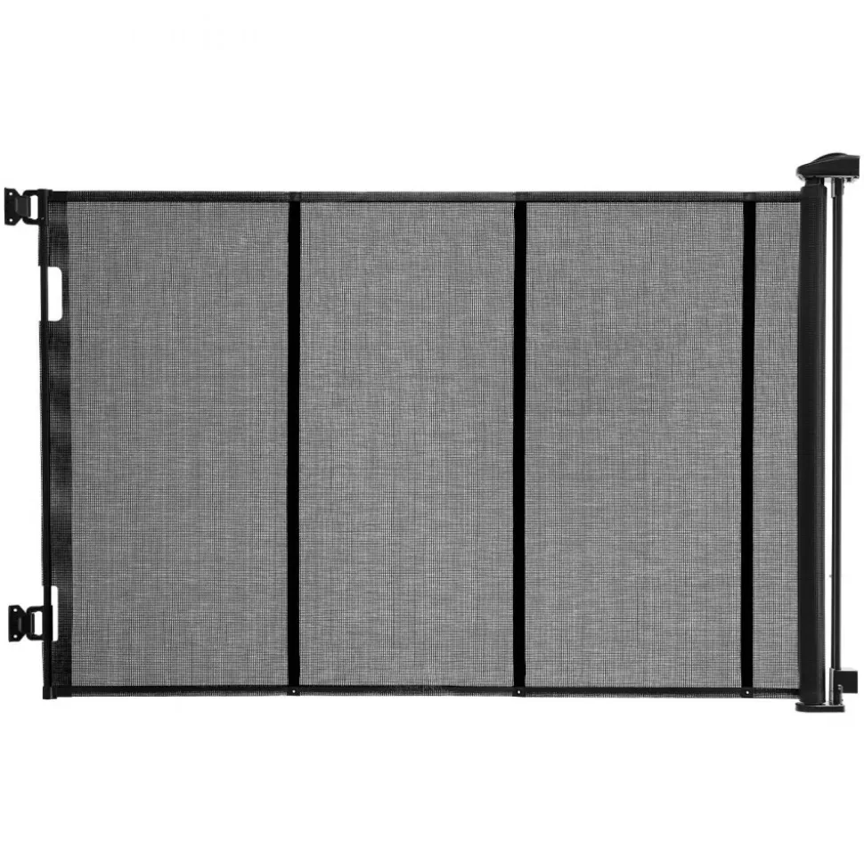 VEVOR Retractable Baby Gate, Extends to 72.8 inch Wide, 38.5 inch Tall, with Security Lock, Easy to Use, Walk Through Without Tripping, Mesh Dog Gate for Stairs, Hallways, Indoor/Outdoor, Black