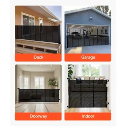 VEVOR Retractable Baby Gate, Extends to 72.8 inch Wide, 38.5 inch Tall, with Security Lock, Easy to Use, Walk Through Without Tripping, Mesh Dog Gate for Stairs, Hallways, Indoor/Outdoor, Black