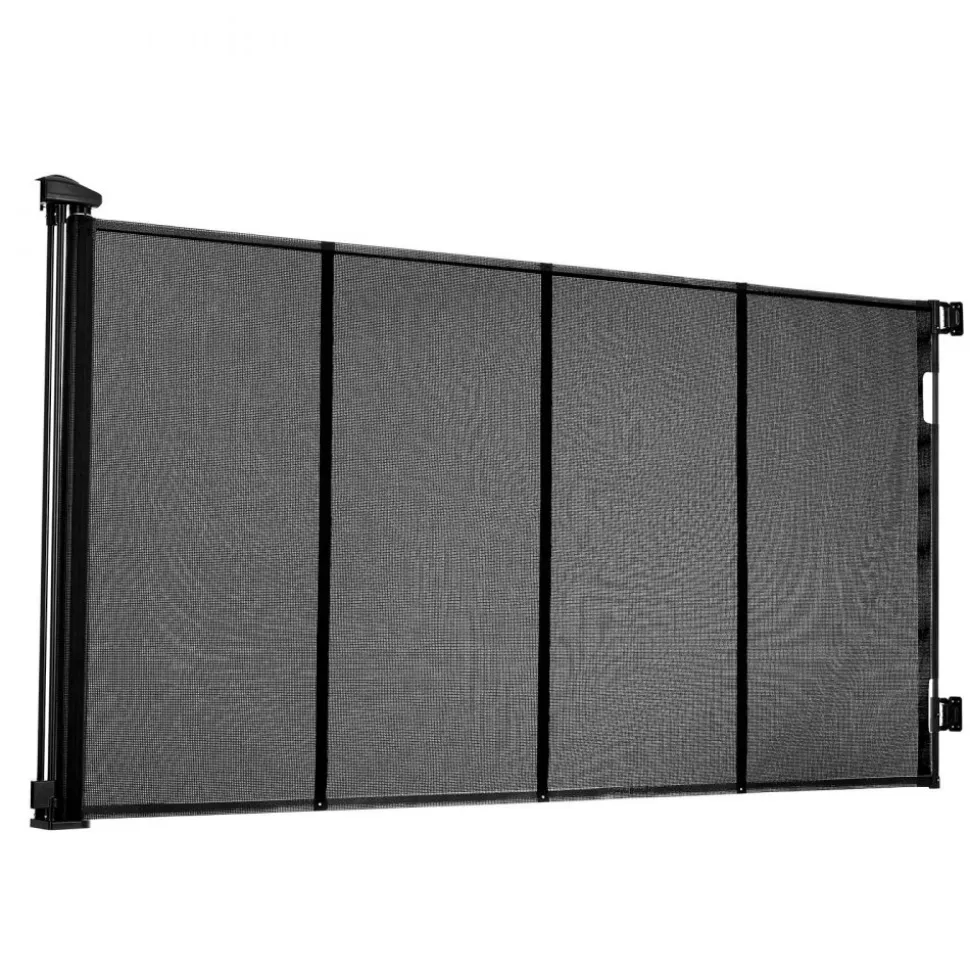 VEVOR Retractable Baby Gate, Extends to 72.8 inch Wide, 38.5 inch Tall, with Security Lock, Easy to Use, Walk Through Without Tripping, Mesh Dog Gate for Stairs, Hallways, Indoor/Outdoor, Black