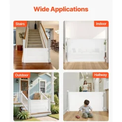 VEVOR Retractable Baby Gate, Extends to 57 inch Wide, 38.5 inch Tall, with Security Lock, Easy to Use, Walk Through Without Tripping, Mesh Dog Gate for Stairs, Hallways, Indoor/Outdoor, White
