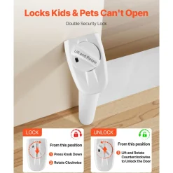 VEVOR Retractable Baby Gate, Extends to 57 inch Wide, 38.5 inch Tall, with Security Lock, Easy to Use, Walk Through Without Tripping, Mesh Dog Gate for Stairs, Hallways, Indoor/Outdoor, White