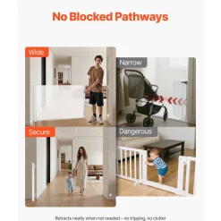 VEVOR Retractable Baby Gate, Extends to 57 inch Wide, 38.5 inch Tall, with Security Lock, Easy to Use, Walk Through Without Tripping, Mesh Dog Gate for Stairs, Hallways, Indoor/Outdoor, White