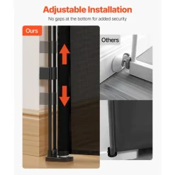 VEVOR Retractable Baby Gate, 34 inch Tall, Extends up to 110 inch Wide, Retractable Gate for Kids or Pets, Mesh Material, Easy to Install for Indoor Stairs, Doorways, Hallways, Playrooms, Black