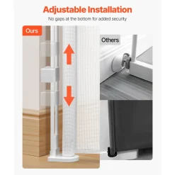 VEVOR Retractable Baby Gate, 34 inch Tall, Extends up to 55 inch Wide, Retractable Gate for Kids or Pets, Mesh Material, Easy to Install for Indoor Stairs, Doorways, Hallways, Playrooms, White