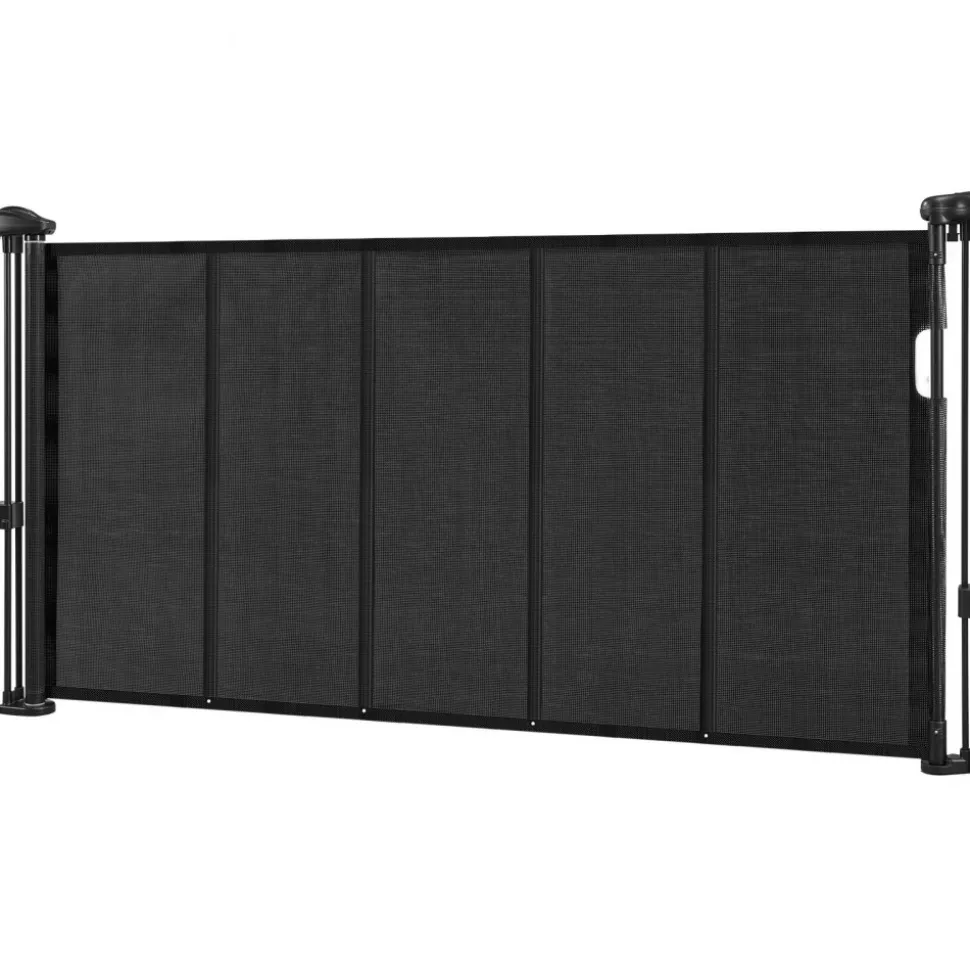 VEVOR Retractable Baby Gate, 34 inch Tall, Extends up to 55 inch Wide, Retractable Gate for Kids or Pets, Mesh Material, Easy to Install for Indoor Stairs, Doorways, Hallways, Playrooms, Black