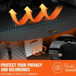 VEVOR Retractable Cargo Cover, Upgraded Waterproof Trunk Cover Security Shield Shade for Jeep Grand Cherokee 2 Row 2022-2025 5-Seater, UV Proof Rear Trunk Cover Aluminum Alloy & PVC Leather Texture