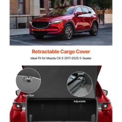 VEVOR Retractable Cargo Cover, Upgraded Carbon Fiber Texture Trunk Cover, Anti-Peeping Luggage Privacy Shield, Easy Installation Security Shade Car Accessories, for Mazda CX-5 2017-2025 5-Seater