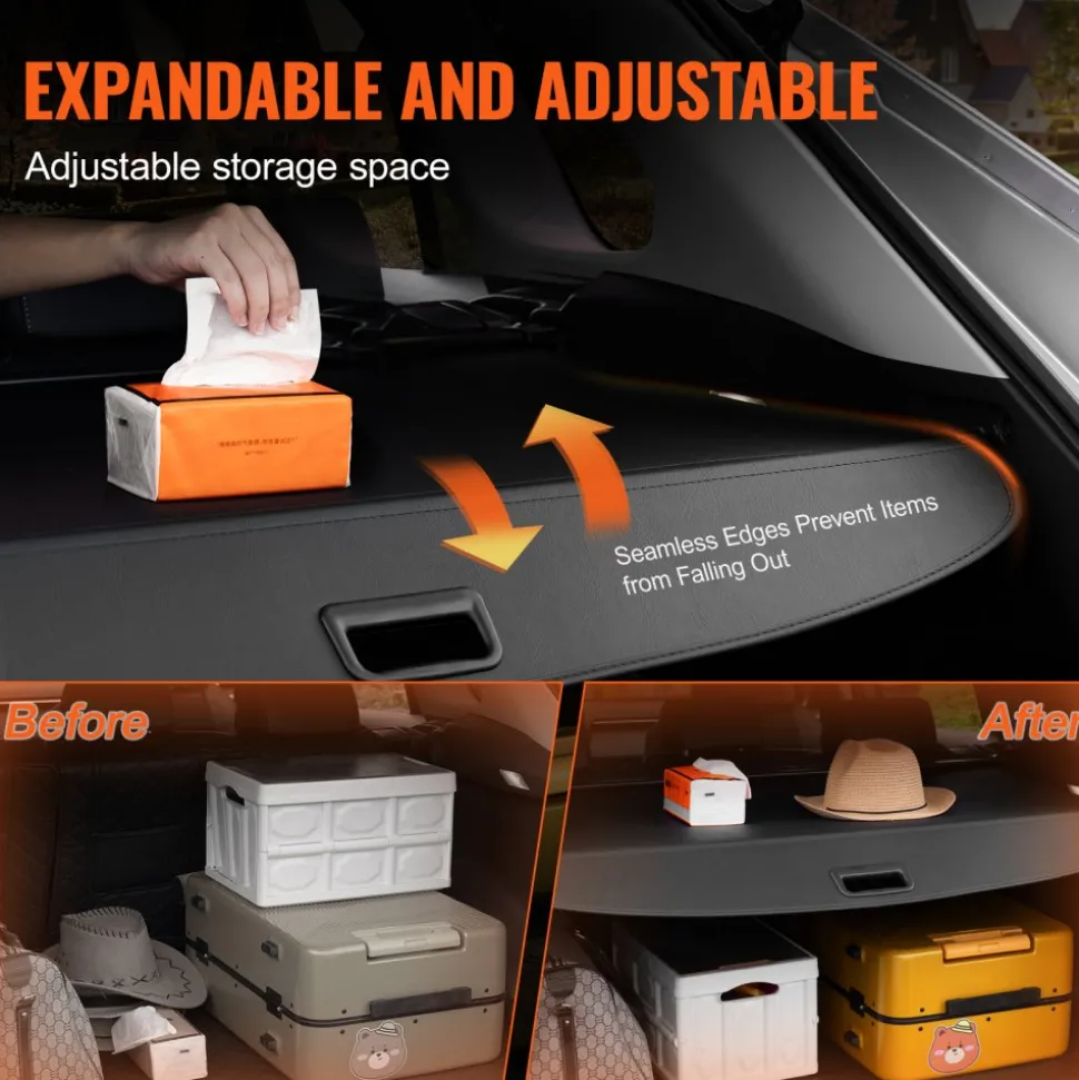 VEVOR Retractable Cargo Cover, Upgraded Carbon Fiber Texture Trunk Cover, Anti-Peeping Luggage Privacy Shield, Easy Installation Security Shade with Cargo Net, for Hyundai Tucson 2021-2025 5-Seater