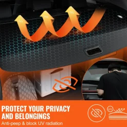 VEVOR Retractable Cargo Cover, Upgraded Carbon Fiber Texture Trunk Cover, Anti-Peeping Luggage Privacy Shield, Easy Installation Security Shade with Cargo Net, for Hyundai Tucson 2021-2025 5-Seater