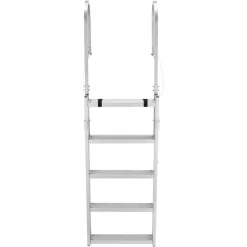 VEVOR Retractable Dock Ladder, 5 Steps, Aluminum Alloy Pontoon Boat Swim Ladder, with Non-Slip Wide Steps, 350 lbs Weight Capacity, Adjustable Height, for Lake Swimming, Pool, Boat, Marine Boarding
