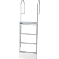 VEVOR Retractable Dock Ladder, 4 Steps, Aluminum Alloy Pontoon Boat Swim Ladder with Auto-Lift Float, Non-Slip Wide Steps, 500 lbs Weight Capacity, Adjustable Height, for Lake Pool Marine Boarding