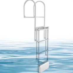 VEVOR Retractable Dock Ladder, 4 Steps, Aluminum Alloy Pontoon Boat Swim Ladder with Auto-Lift Float, Non-Slip Wide Steps, 500 lbs Weight Capacity, Adjustable Height, for Lake Pool Marine Boarding