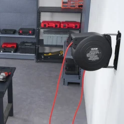 VEVOR Retractable Extension Cord Reel, 50 FT, Heavy Duty 14AWG/3C SJTOW Retractable Power Cord with Lighted Triple Tap Outlet, 13 Amp Circuit Breaker 180° Swivel Bracket for Ceiling or Wall Mount