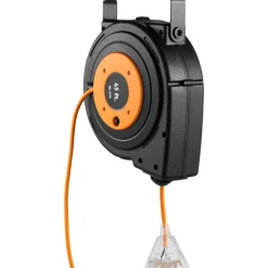 VEVOR Retractable Extension Reel, Heavy Duty 12AWG/3C SJTOW Power Cord 45 FT 12AWG, Black Tested toStandards