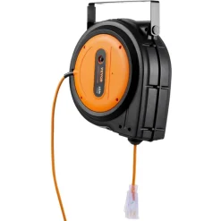 VEVOR Retractable Extension Cord Reel, 30 FT, Heavy Duty 16AWG/3C SJTOW Retractable Power Cord Reel with Lighted Triple Tap Outlet 10 Amp Circuit Breaker 4.5FT Lead-in Cord, for Ceiling or Wall Mount