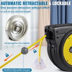 VEVOR Retractable Extension Cord Reel, 75 FT, Heavy Duty 14AWG/3C SJTOW Retractable Power Cord with Lighted Triple Tap Outlet, 13 Amp Circuit Breaker 180° Swivel Bracket for Ceiling or Wall Mount