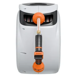 VEVOR Retractable Hose Reel, 115 ft x 1/2 inch, 180° Swivel Bracket Wall-Mounted, Garden Water Hose Reel with 9-Pattern Nozzle, Automatic Rewind, Lock at Any Length, and Slow Return System