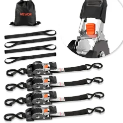 VEVOR Retractable Ratchet Straps, 1 in x 6 ft, Tie Down Straps with S Hooks, 1200 lbs Break Strength, 4 Soft Loops, Tie Down Ratcheting for Moving, Trailers, Motorcycles, Kayaks, Car Roof, 4 Pack