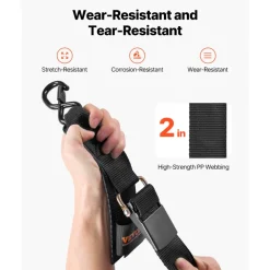 VEVOR Retractable Ratchet Straps, 2 in x 2 ft Ratchet Tie Down Straps with Security Lock S Hooks, 2 Pack Heavy Duty Ratchet Tie Down Straps with 1500 lbs Break Strength, for Trailers, Vehicles, Boat