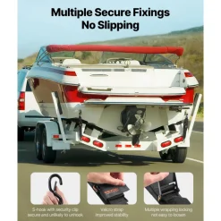 VEVOR Retractable Ratchet Straps, 2 in x 2 ft Ratchet Tie Down Straps with Security Lock S Hooks, 2 Pack Heavy Duty Ratchet Tie Down Straps with 1500 lbs Break Strength, for Trailers, Vehicles, Boat