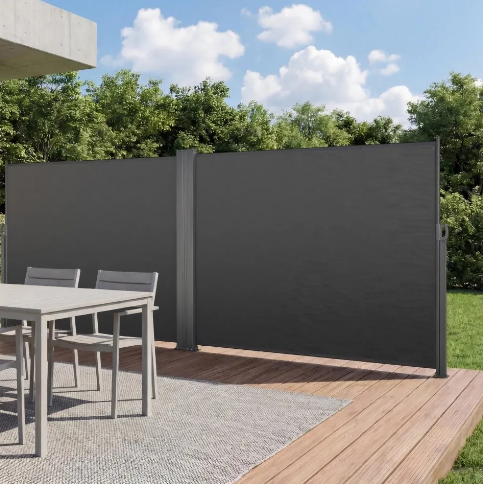VEVOR Retractable Side Awning, 71" x 236" Patio Retractable Side Screen with 180 g/m² Polyester Fabric, Waterproof Sunshade Outdoor Privacy Screen Room Divider for Garden, Balcony, Pools, Deck, Gray