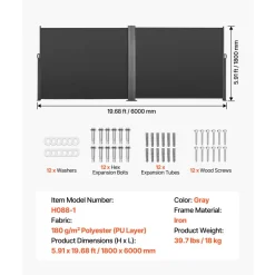 VEVOR Retractable Side Awning, 71