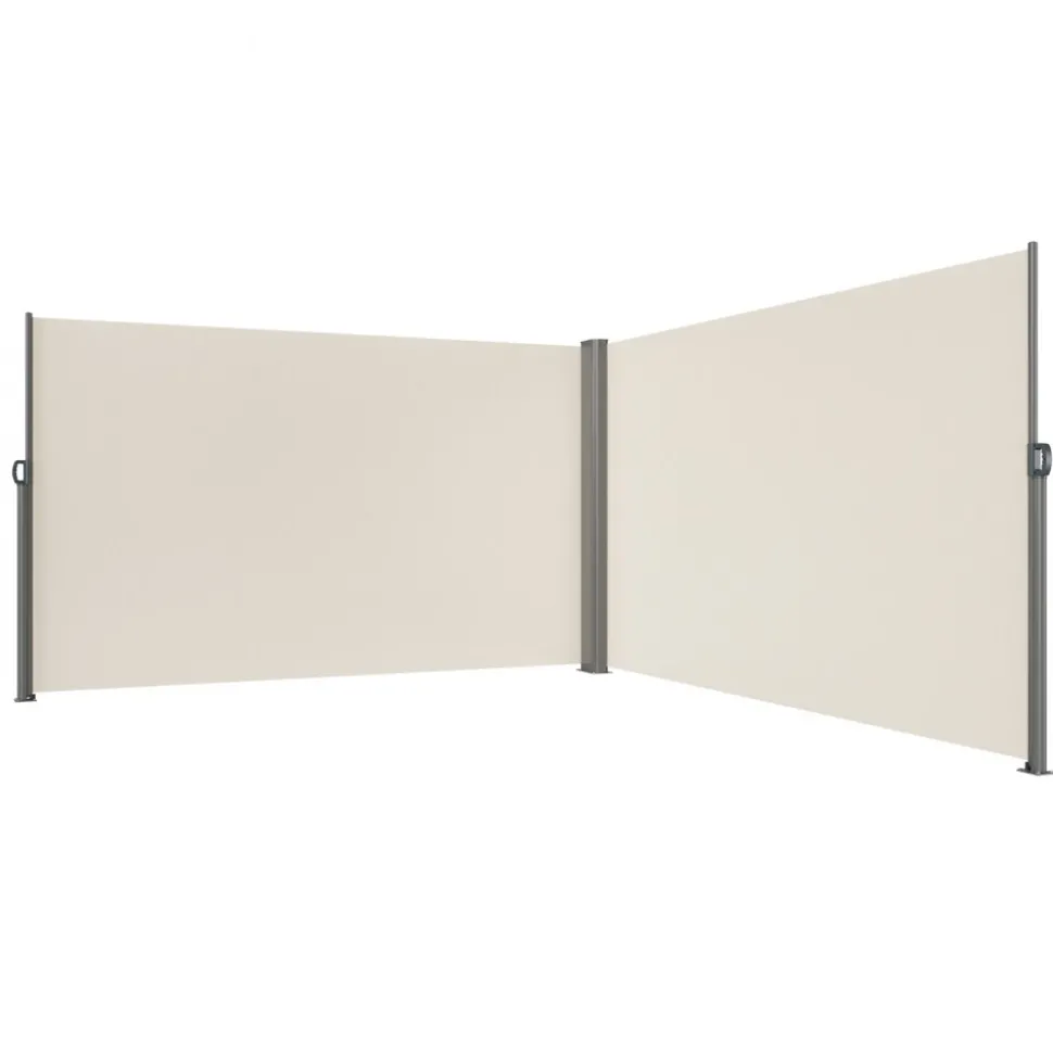 VEVOR Retractable Side Awning, 71''x 236'' Aluminum Outdoor Privacy Screen, 280g Polyester Water-proof Retractable Patio Screen, UV 30+ Room Divider Wind Screen for Patio, Backyard, Balcony, Beige