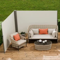 VEVOR Retractable Side Awning, 71''x 236'' Aluminum Outdoor Privacy Screen, 280g Polyester Water-proof Retractable Patio Screen, UV 30+ Room Divider Wind Screen for Patio, Backyard, Balcony, Beige