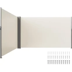 VEVOR Retractable Side Awning, 71''x 236'' Aluminum Outdoor Privacy Screen, 280g Polyester Water-proof Retractable Patio Screen, UV 30+ Room Divider Wind Screen for Patio, Backyard, Balcony, Beige