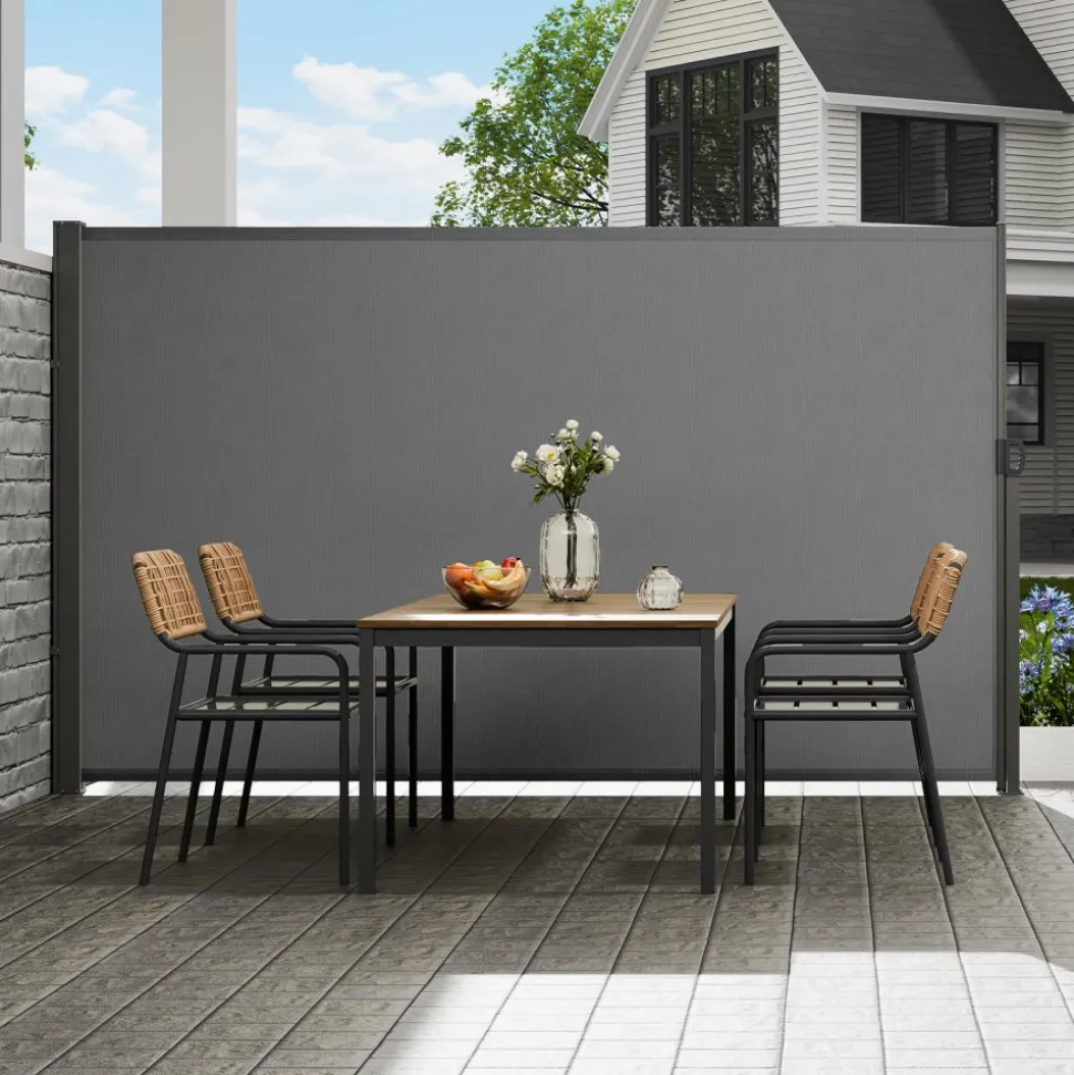 VEVOR Retractable Side Awning, 71''x 138'' Outdoor Privacy Screen, 180g Polyester Water-proof Retractable Patio Screen, UV 30+ Room Divider Wind Screen for Patio, Backyard, Balcony, Gray