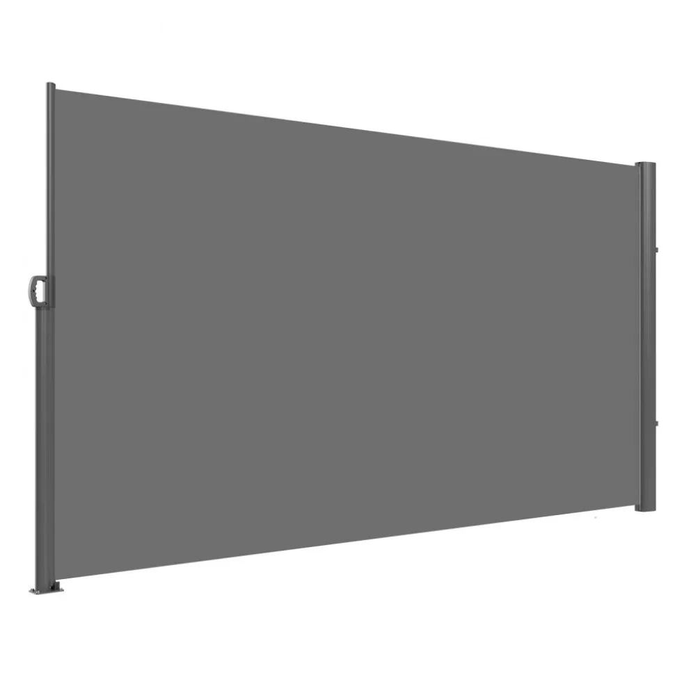 VEVOR Retractable Side Awning, 63''x 118'' Aluminum Outdoor Privacy Screen, 280g Polyester Water-proof Retractable Patio Screen, UV 30+ Room Divider Wind Screen for Patio, Backyard, Balcony, Gray