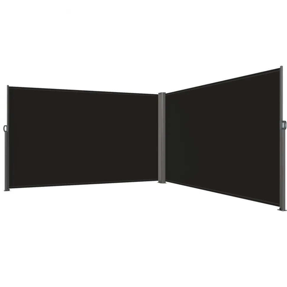 VEVOR Retractable Side Awning, 71''x 236'' Aluminum Outdoor Privacy Screen, 280g Polyester Water-proof Retractable Patio Screen, UV 30+ Room Divider Wind Screen for Patio, Backyard, Balcony, Black