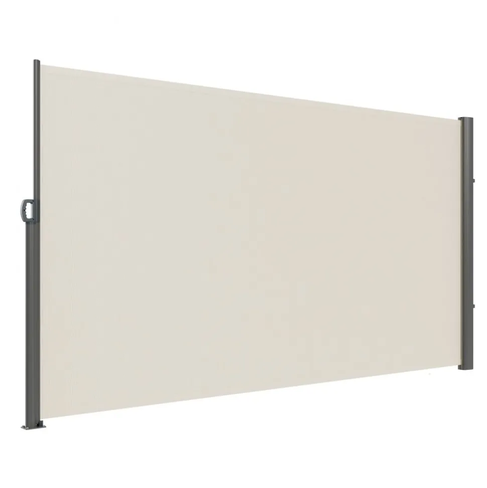 VEVOR Retractable Side Awning, 71''x 118'' Aluminum Outdoor Privacy Screen, 280g Polyester Water-proof Retractable Patio Screen, UV 30+ Room Divider Wind Screen for Patio, Backyard, Balcony, Beige