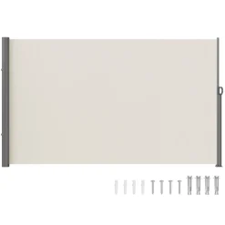 VEVOR Retractable Side Awning, 71''x 118'' Aluminum Outdoor Privacy Screen, 280g Polyester Water-proof Retractable Patio Screen, UV 30+ Room Divider Wind Screen for Patio, Backyard, Balcony, Beige