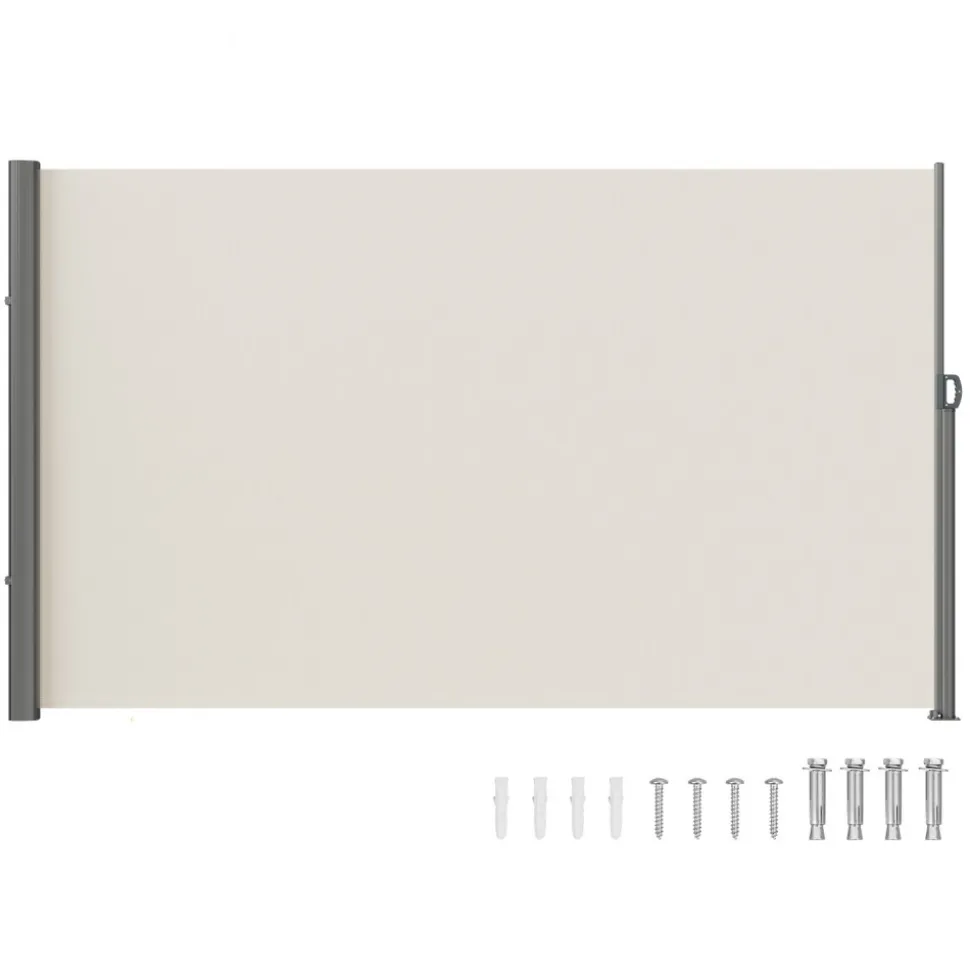 VEVOR Retractable Side Awning, 71''x 118'' Aluminum Outdoor Privacy Screen, 280g Polyester Water-proof Retractable Patio Screen, UV 30+ Room Divider Wind Screen for Patio, Backyard, Balcony, Beige