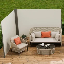VEVOR Retractable Side Awning, 79''x 236'' Outdoor Privacy Screen, 180g Polyester Water-proof Retractable Patio Screen, UV 30+ Room Divider Wind Screen for Patio, Backyard, Balcony, Beige