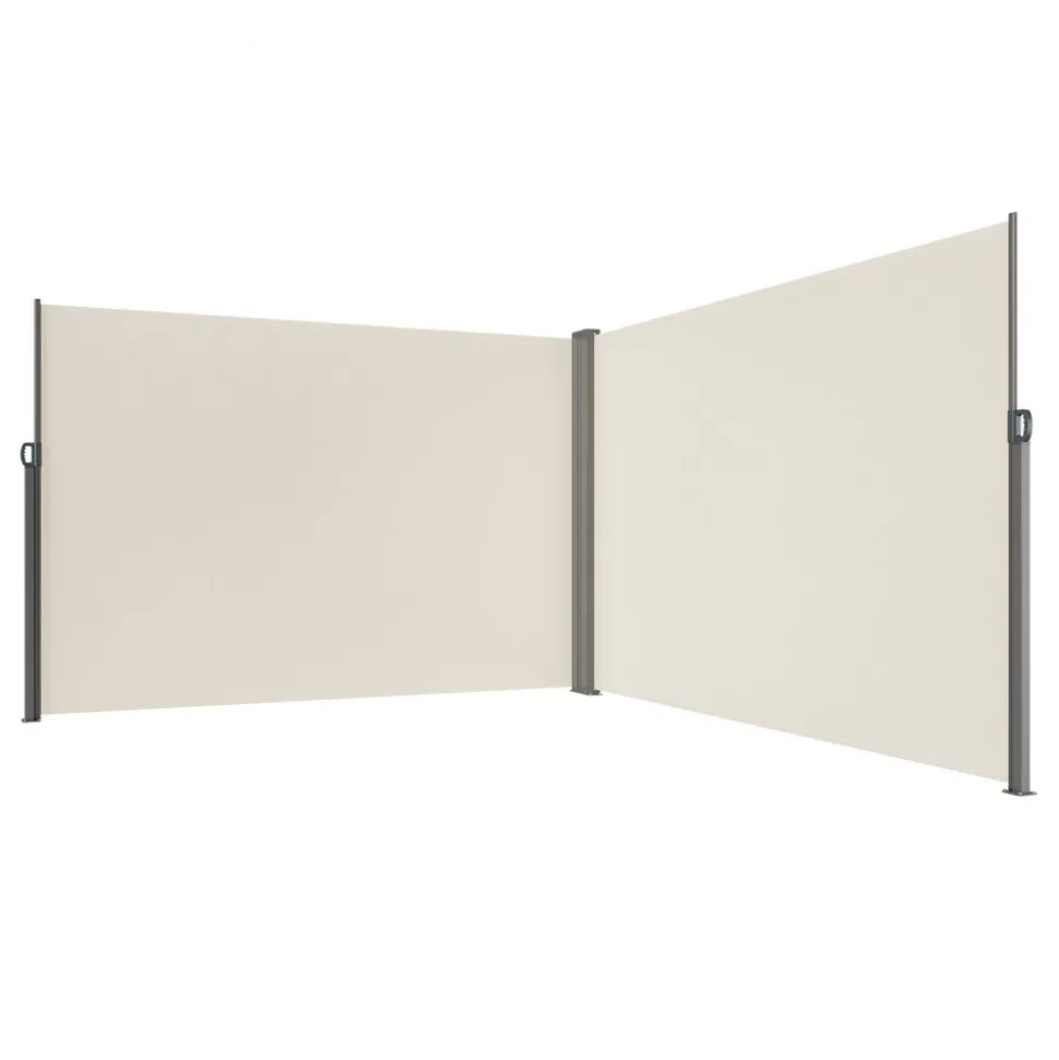 VEVOR Retractable Side Awning, 79''x 236'' Outdoor Privacy Screen, 180g Polyester Water-proof Retractable Patio Screen, UV 30+ Room Divider Wind Screen for Patio, Backyard, Balcony, Beige