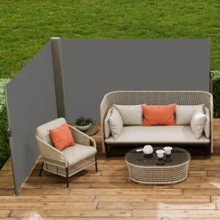 VEVOR Retractable Side Awning, 71''x 236'' Aluminum Outdoor Privacy Screen, 280g Polyester Water-proof Retractable Patio Screen, UV 30+ Room Divider Wind Screen for Patio, Backyard, Balcony, Gray