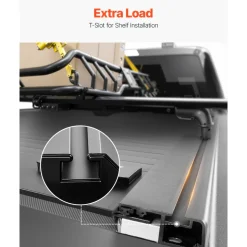 VEVOR Retractable Tonneau Cover, 5.5 ft Hard Retractable Tonneau Cover with Built-in Drainage Pipe for 2009-2024 Ford F-150 Crew Cab , Customized Hard Tonneau Cover with Double-Lock & T-Slot